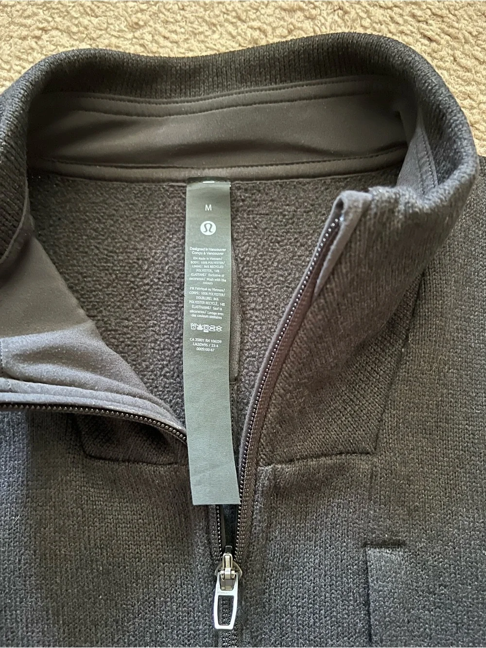Lululemon Men’s Sojourn Fleece-Lined Knit Jacket Black Size Medium LM3EW9S